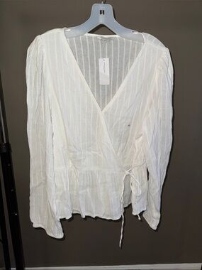 American Eagle Outfitters White Wrap-Front Blouse